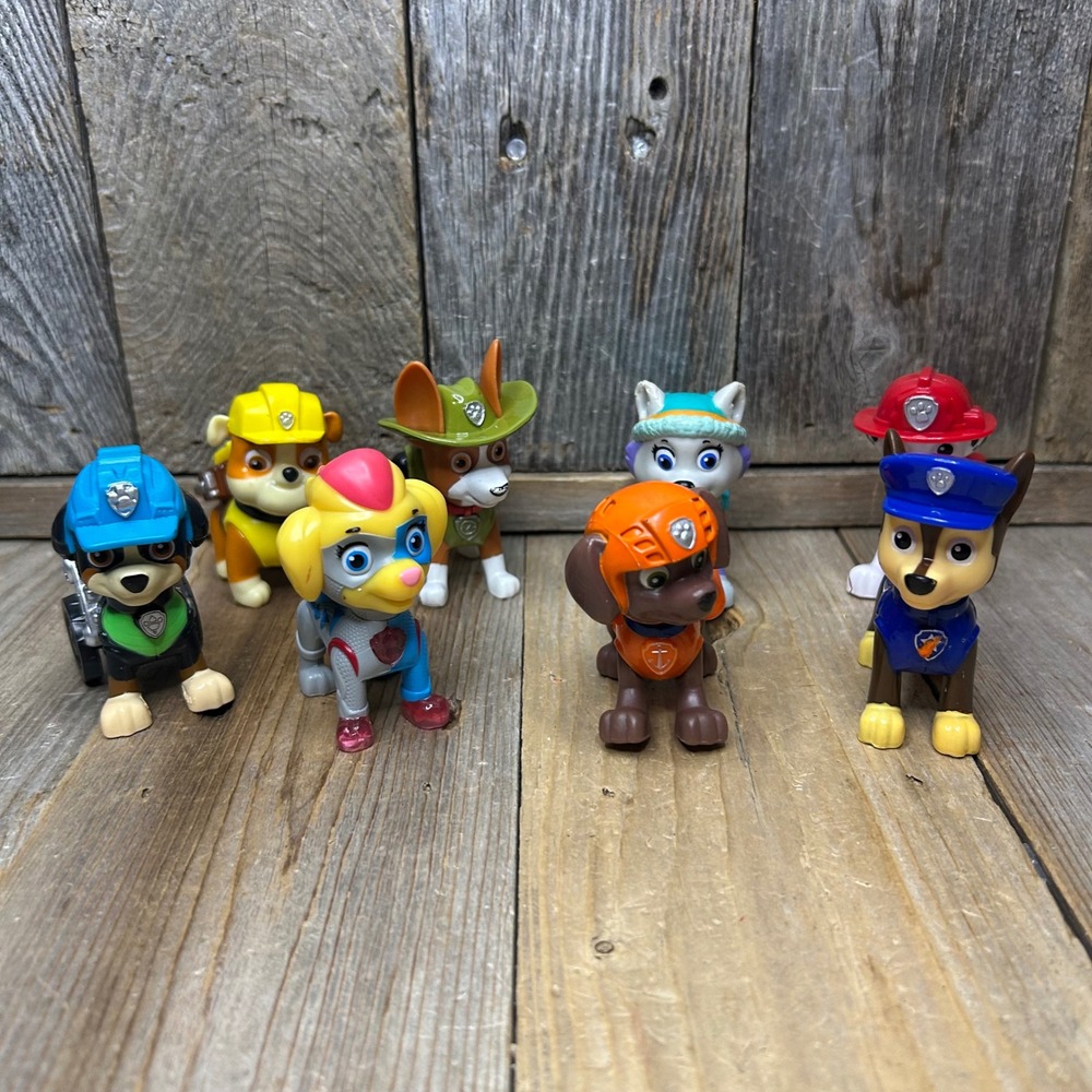 Paw Patrol Action Figure Lot 8pc Chase Marshall Skye Rocky Zuma Rubble Everest